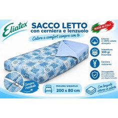 Sacco letto 200x80 con cerniere e lenzuola